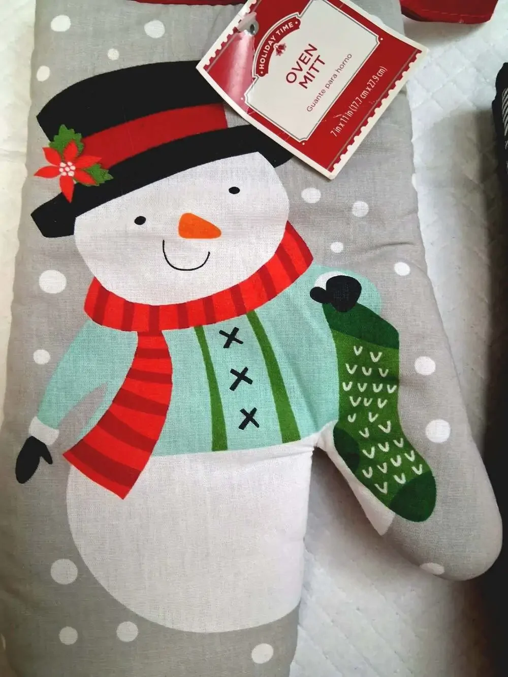 Holiday Time Christmas Oven Mitts Set of 2 Snowman and North Pole Shipping Co